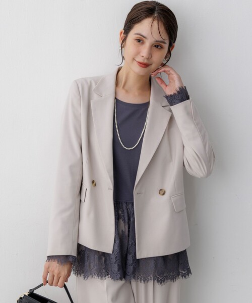組曲 L(クミキョク オオキイサイズ)の「レースコンビ カットソー(Tシャツ/カットソー・レディース・ホワイト系/グレー系・5/6/7)」の16枚目の写真