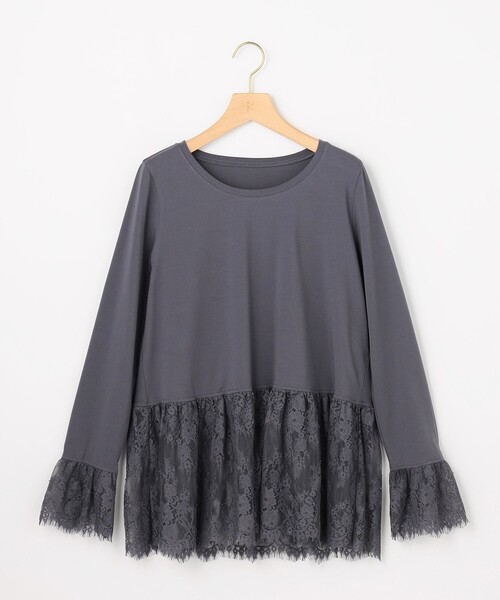 組曲 L(クミキョク オオキイサイズ)の「レースコンビ カットソー(Tシャツ/カットソー・レディース・ホワイト系/グレー系・5/6/7)」の19枚目の写真