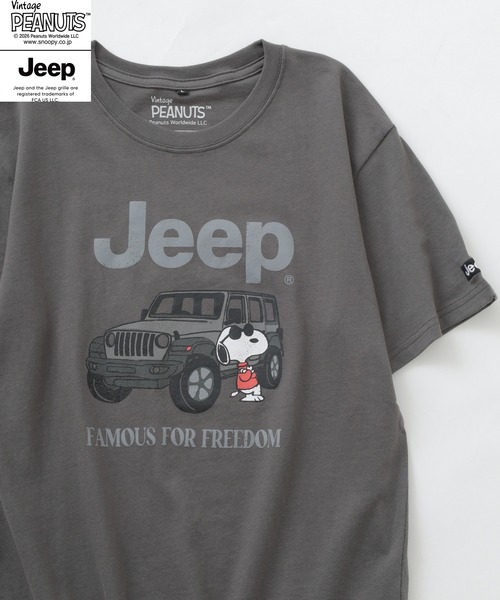 PEANUTS(ピーナッツ)の「PEANUTS×JEEP ピグメントプリントTシャツ 半袖(Tシャツ/カットソー・メンズ・ホワイト/ブラック/チャコール・S/M/LL/L)」の3枚目の写真