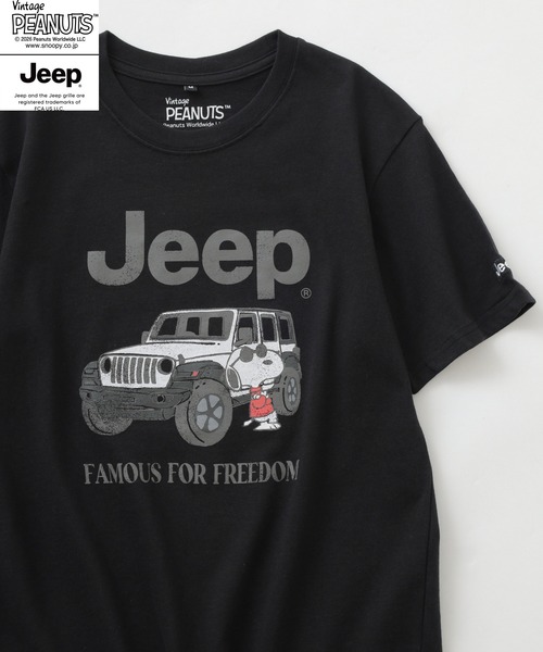PEANUTS(ピーナッツ)の「PEANUTS×JEEP ピグメントプリントTシャツ 半袖(Tシャツ/カットソー・メンズ・ホワイト/ブラック/チャコール・S/M/LL/L)」の2枚目の写真