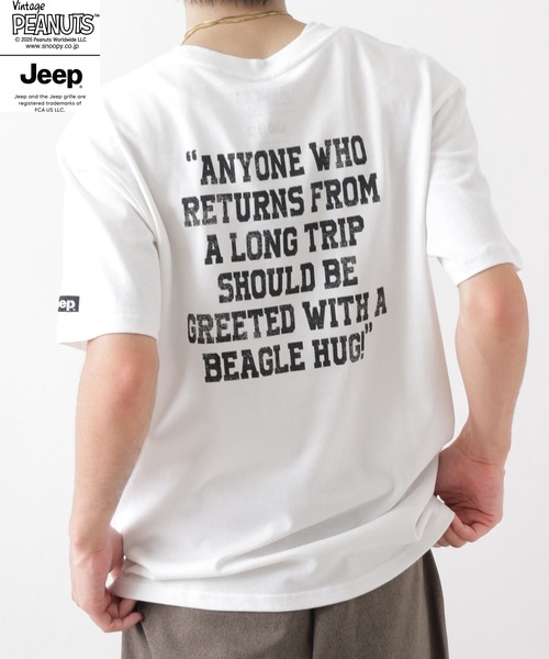 PEANUTS(ピーナッツ)の「PEANUTS×JEEP ピグメントプリントTシャツ 半袖(Tシャツ/カットソー・メンズ・ホワイト/ブラック/チャコール・S/M/LL/L)」の18枚目の写真
