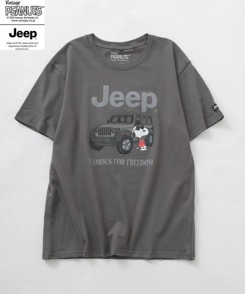 PEANUTS(ピーナッツ)の「PEANUTS×JEEP ピグメントプリントTシャツ 半袖(Tシャツ/カットソー・メンズ・ホワイト/ブラック/チャコール・S/M/LL/L)」の8枚目の写真
