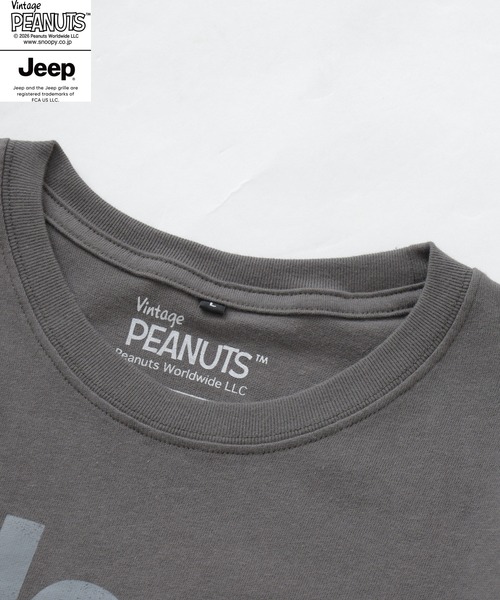 PEANUTS(ピーナッツ)の「PEANUTS×JEEP ピグメントプリントTシャツ 半袖(Tシャツ/カットソー・メンズ・ホワイト/ブラック/チャコール・S/M/LL/L)」の9枚目の写真