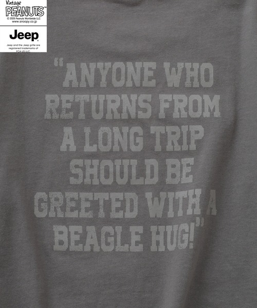 PEANUTS(ピーナッツ)の「PEANUTS×JEEP ピグメントプリントTシャツ 半袖(Tシャツ/カットソー・メンズ・ホワイト/ブラック/チャコール・S/M/LL/L)」の13枚目の写真