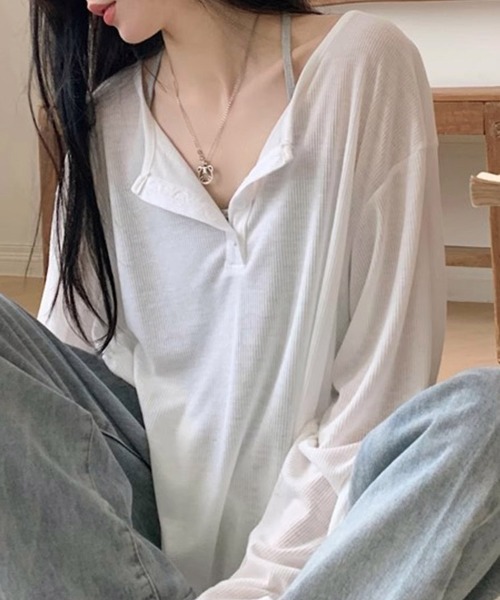 ReRe(リリ)の「ヘンリーネックサイドスリット長袖カットソー(Tシャツ/カットソー・レディース・ホワイト/ブラック/グレー・MEDIUM/LARGE/X-LARGE)」の19枚目の写真