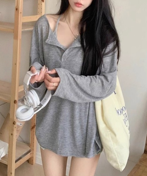 ReRe(リリ)の「ヘンリーネックサイドスリット長袖カットソー(Tシャツ/カットソー・レディース・ホワイト/ブラック/グレー・MEDIUM/LARGE/X-LARGE)」の20枚目の写真