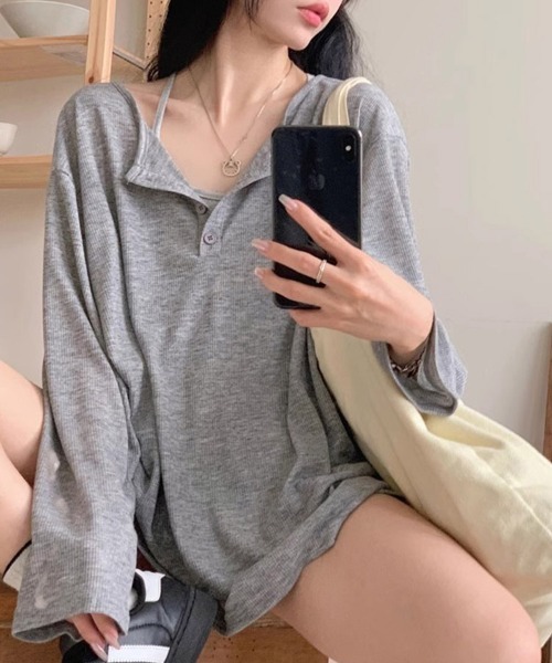 ReRe(リリ)の「ヘンリーネックサイドスリット長袖カットソー(Tシャツ/カットソー・レディース・ホワイト/ブラック/グレー・MEDIUM/LARGE/X-LARGE)」の21枚目の写真
