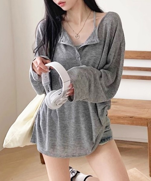 ReRe(リリ)の「ヘンリーネックサイドスリット長袖カットソー(Tシャツ/カットソー・レディース・ホワイト/ブラック/グレー・MEDIUM/LARGE/X-LARGE)」の22枚目の写真