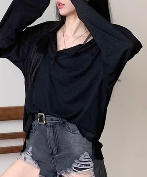 ReRe(リリ)の「ヘンリーネックサイドスリット長袖カットソー(Tシャツ/カットソー・レディース・ホワイト/ブラック/グレー・MEDIUM/LARGE/X-LARGE)」の15枚目の写真