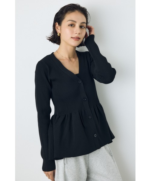 AZUL by moussy(アズールバイマウジー)の「【大人気♪】ペプラムカーディガン 秋服 冬服 ウエストカバー 体系カバー 長袖 ニットトップス(カーディガン/ボレロ・レディース・ブラック/ボルドー/アイボリー・FREE)」の12枚目の写真
