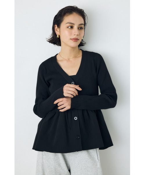 AZUL by moussy(アズールバイマウジー)の「【大人気♪】ペプラムカーディガン 秋服 冬服 ウエストカバー 体系カバー 長袖 ニットトップス(カーディガン/ボレロ・レディース・ブラック/ボルドー/アイボリー・FREE)」の13枚目の写真