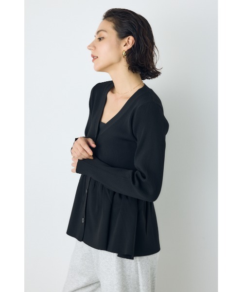 AZUL by moussy(アズールバイマウジー)の「【大人気♪】ペプラムカーディガン 秋服 冬服 ウエストカバー 体系カバー 長袖 ニットトップス(カーディガン/ボレロ・レディース・ブラック/ボルドー/アイボリー・FREE)」の16枚目の写真