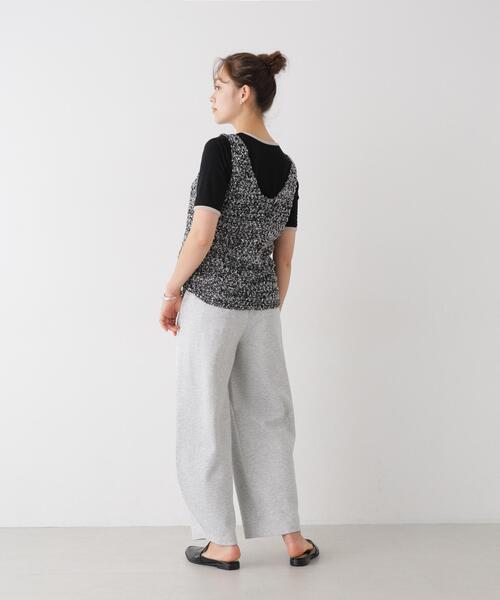 NANO universe（ナノユニバース）の「WEB限定/ベロアパイピングリンガーTシャツ（Tシャツ/カットソー・レディース・レッド系その他2/アイボリー/ブラック・FREE）」の7枚目の写真