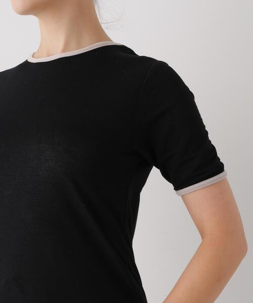 NANO universe（ナノユニバース）の「WEB限定/ベロアパイピングリンガーTシャツ（Tシャツ/カットソー・レディース・レッド系その他2/アイボリー/ブラック・FREE）」の16枚目の写真