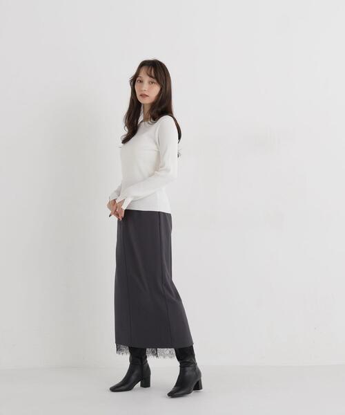 NATURAL BEAUTY BASIC(ナチュラルビューティーベーシック)の「ボートネックニット(ニット/セーター・レディース・ライトグリーン/オフホワイト/ダークブラウン・FREE)」の10枚目の写真