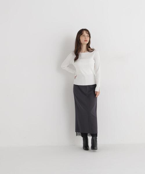 NATURAL BEAUTY BASIC(ナチュラルビューティーベーシック)の「ボートネックニット(ニット/セーター・レディース・ライトグリーン/オフホワイト/ダークブラウン・FREE)」の12枚目の写真