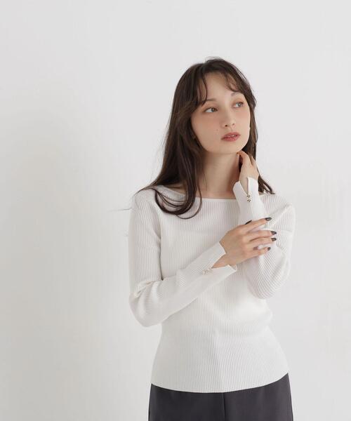 NATURAL BEAUTY BASIC(ナチュラルビューティーベーシック)の「ボートネックニット(ニット/セーター・レディース・ライトグリーン/オフホワイト/ダークブラウン・FREE)」の13枚目の写真