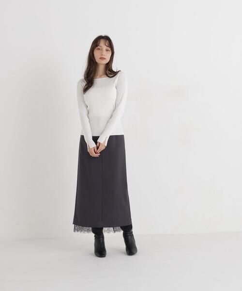 NATURAL BEAUTY BASIC(ナチュラルビューティーベーシック)の「ボートネックニット(ニット/セーター・レディース・ライトグリーン/オフホワイト/ダークブラウン・FREE)」の14枚目の写真