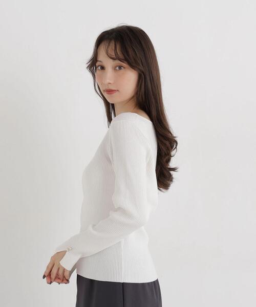 NATURAL BEAUTY BASIC(ナチュラルビューティーベーシック)の「ボートネックニット(ニット/セーター・レディース・ライトグリーン/オフホワイト/ダークブラウン・FREE)」の15枚目の写真