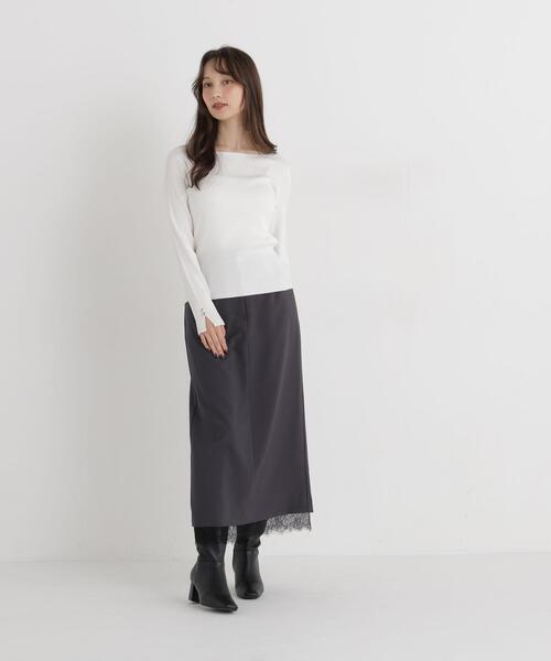 NATURAL BEAUTY BASIC(ナチュラルビューティーベーシック)の「ボートネックニット(ニット/セーター・レディース・ライトグリーン/オフホワイト/ダークブラウン・FREE)」の16枚目の写真