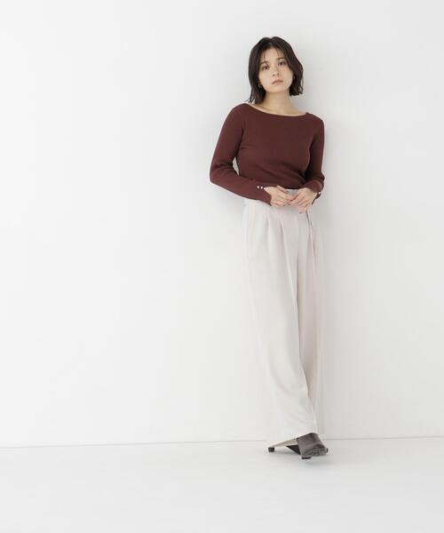 NATURAL BEAUTY BASIC(ナチュラルビューティーベーシック)の「ボートネックニット(ニット/セーター・レディース・ライトグリーン/オフホワイト/ダークブラウン・FREE)」の18枚目の写真