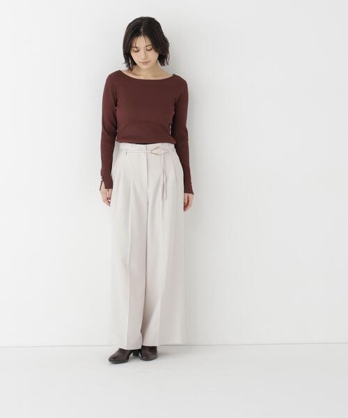 NATURAL BEAUTY BASIC(ナチュラルビューティーベーシック)の「ボートネックニット(ニット/セーター・レディース・ライトグリーン/オフホワイト/ダークブラウン・FREE)」の20枚目の写真