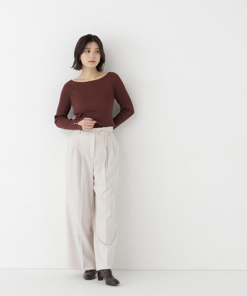 NATURAL BEAUTY BASIC(ナチュラルビューティーベーシック)の「ボートネックニット(ニット/セーター・レディース・ライトグリーン/オフホワイト/ダークブラウン・FREE)」の22枚目の写真