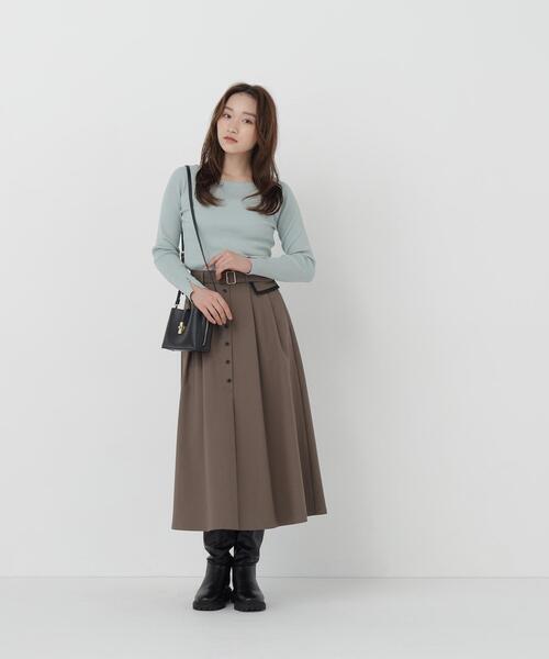 NATURAL BEAUTY BASIC(ナチュラルビューティーベーシック)の「ボートネックニット(ニット/セーター・レディース・ライトグリーン/オフホワイト/ダークブラウン・FREE)」の5枚目の写真