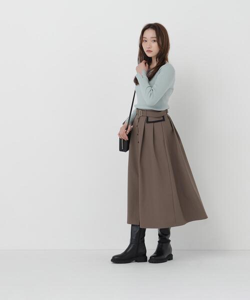 NATURAL BEAUTY BASIC(ナチュラルビューティーベーシック)の「ボートネックニット(ニット/セーター・レディース・ライトグリーン/オフホワイト/ダークブラウン・FREE)」の9枚目の写真