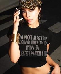 A'GEM/9 × .kom 『SUPPLIER/サプライヤー』 EVRIS x SupBaby I'm a Destination Cropped TEE/メッセージロゴコンパクトTシャツ