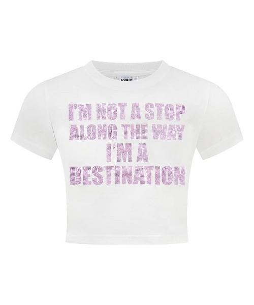 SUPPLIER(サプライヤー)の「A'GEM/9 × .kom 『SUPPLIER/サプライヤー』 EVRIS x SupBaby I'm a Destination Cropped TEE/メッセージロゴコンパクトTシャツ(Tシャツ/カットソー・レディース・マルチ/ホワイト/ブラック・S)」の10枚目の写真