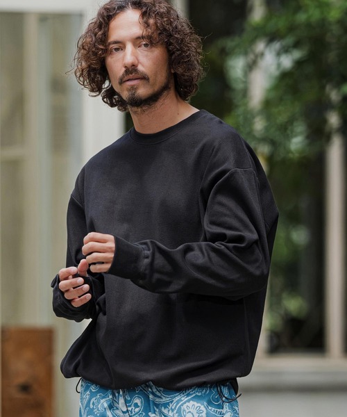 CAMBIO(カンビオ)の「mlt5832-Honeycomb Waffle Drawcord Long Sleeve Tee ロングスリーブTシャツ(A76426cmb)(Tシャツ/カットソー・メンズ・ブラック/ネイビー/ホワイト/ミックスグレー・M/S/L)」の2枚目の写真