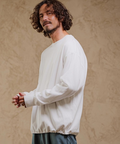 CAMBIO(カンビオ)の「mlt5832-Honeycomb Waffle Drawcord Long Sleeve Tee ロングスリーブTシャツ(A76426cmb)(Tシャツ/カットソー・メンズ・ブラック/ネイビー/ホワイト/ミックスグレー・M/S/L)」の14枚目の写真