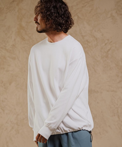 CAMBIO(カンビオ)の「mlt5832-Honeycomb Waffle Drawcord Long Sleeve Tee ロングスリーブTシャツ(A76426cmb)(Tシャツ/カットソー・メンズ・ブラック/ネイビー/ホワイト/ミックスグレー・M/S/L)」の15枚目の写真