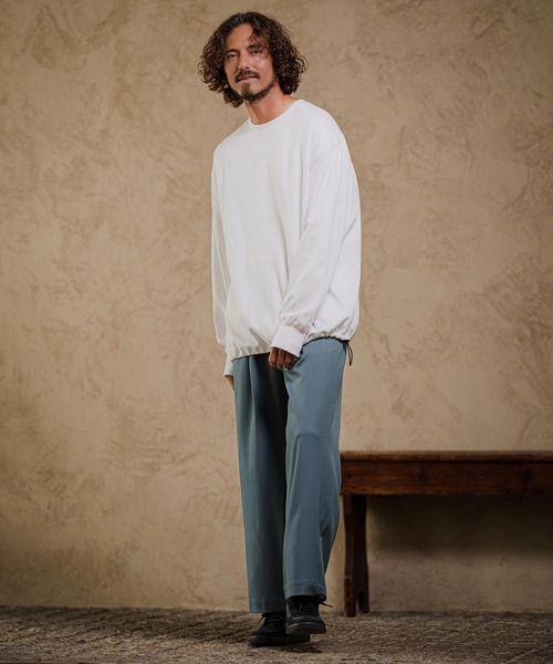 CAMBIO(カンビオ)の「mlt5832-Honeycomb Waffle Drawcord Long Sleeve Tee ロングスリーブTシャツ(A76426cmb)(Tシャツ/カットソー・メンズ・ブラック/ネイビー/ホワイト/ミックスグレー・M/S/L)」の17枚目の写真