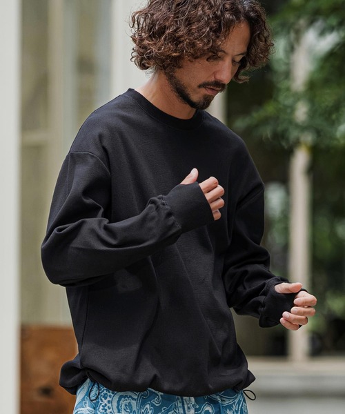 CAMBIO(カンビオ)の「mlt5832-Honeycomb Waffle Drawcord Long Sleeve Tee ロングスリーブTシャツ(A76426cmb)(Tシャツ/カットソー・メンズ・ブラック/ネイビー/ホワイト/ミックスグレー・M/S/L)」の19枚目の写真