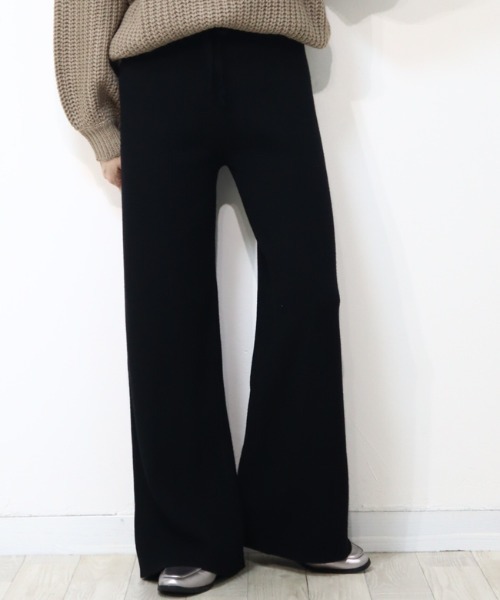 DISKEEN SURE(ディスキーンシュアー)の「高見え編み地が大人っぽ!ニットワイドパンツ(その他パンツ・レディース・ベージュ/ブラック・FREE)」の7枚目の写真