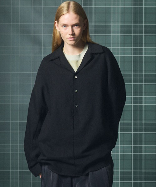UNISEX》ディープフロントネックプライムオーバー3Bウールリネン