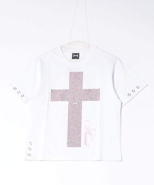 L.H.P（エルエイチピー）の「NoRemid/ノーリミッド/LHP別注Cross Rhinestone S/S Tee（Tシャツ/カットソー・レディース・ブラック系その他/その他24/ホワイト/ブラック・M/L/S）」の4枚目の写真
