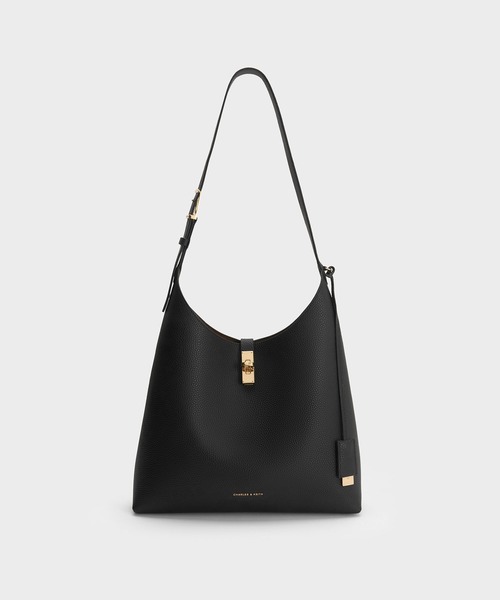 CHARLES & KEITH（チャールズ & キース）の「Chance チャンス ターンロック ホーボーバッグ（ショルダーバッグ・レディース・チョコ/ブラック・L）」の9枚目の写真