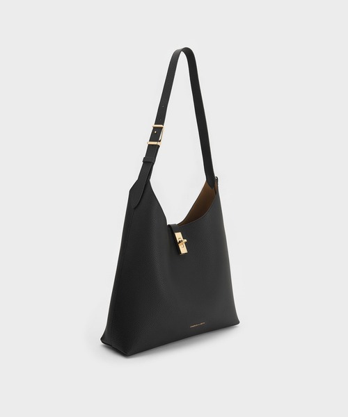 CHARLES & KEITH（チャールズ & キース）の「Chance チャンス ターンロック ホーボーバッグ（ショルダーバッグ・レディース・チョコ/ブラック・L）」の10枚目の写真