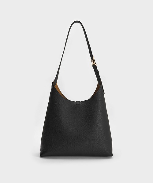 CHARLES & KEITH（チャールズ & キース）の「Chance チャンス ターンロック ホーボーバッグ（ショルダーバッグ・レディース・チョコ/ブラック・L）」の11枚目の写真