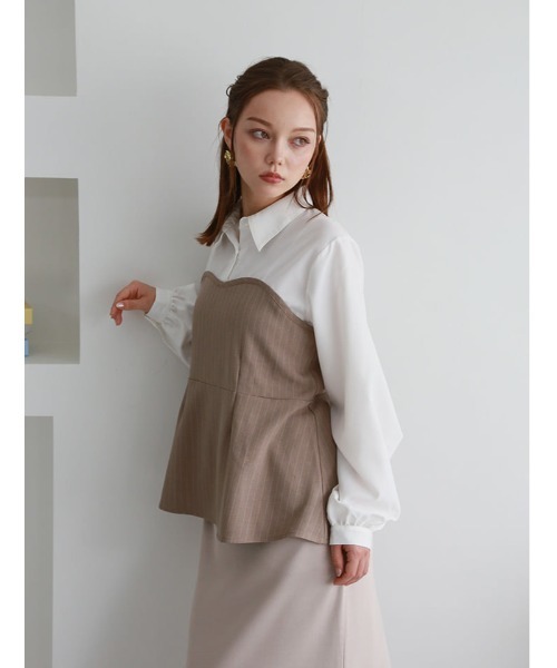 fifth(フィフス)の「【cestmignon_mauセレクト】ペプラムドッキングブラウス(シャツ/ブラウス・レディース・チャコールグレー/ベージュ・M)」の10枚目の写真