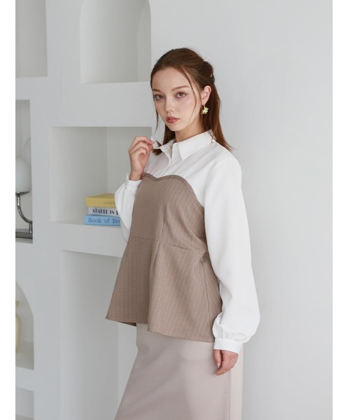 fifth(フィフス)の「【cestmignon_mauセレクト】ペプラムドッキングブラウス(シャツ/ブラウス・レディース・チャコールグレー/ベージュ・M)」の11枚目の写真