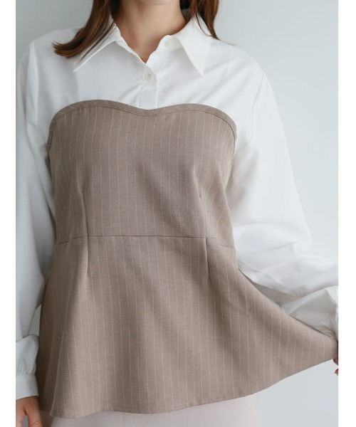 fifth(フィフス)の「【cestmignon_mauセレクト】ペプラムドッキングブラウス(シャツ/ブラウス・レディース・チャコールグレー/ベージュ・M)」の13枚目の写真