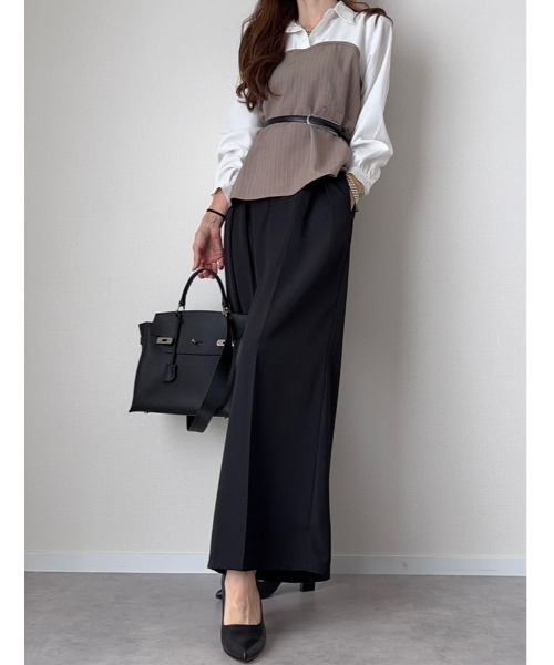 fifth(フィフス)の「【cestmignon_mauセレクト】ペプラムドッキングブラウス(シャツ/ブラウス・レディース・チャコールグレー/ベージュ・M)」の7枚目の写真