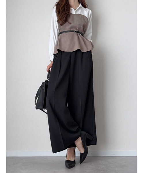fifth(フィフス)の「【cestmignon_mauセレクト】ペプラムドッキングブラウス(シャツ/ブラウス・レディース・チャコールグレー/ベージュ・M)」の8枚目の写真