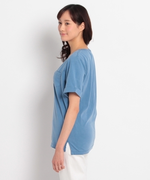 HusHusH（ハッシュアッシュ）の「Vネックコットンプルオーバー（Tシャツ/カットソー・レディース・ブルー/ブルー系1/ホワイト/グリーン・02/03）」の5枚目の写真