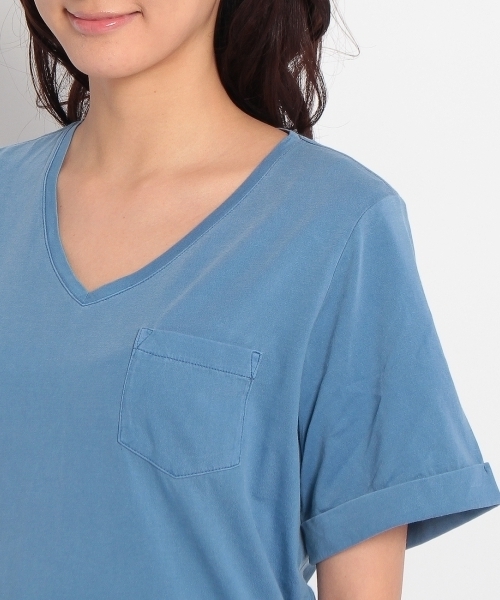 HusHusH（ハッシュアッシュ）の「Vネックコットンプルオーバー（Tシャツ/カットソー・レディース・ブルー/ブルー系1/ホワイト/グリーン・02/03）」の7枚目の写真