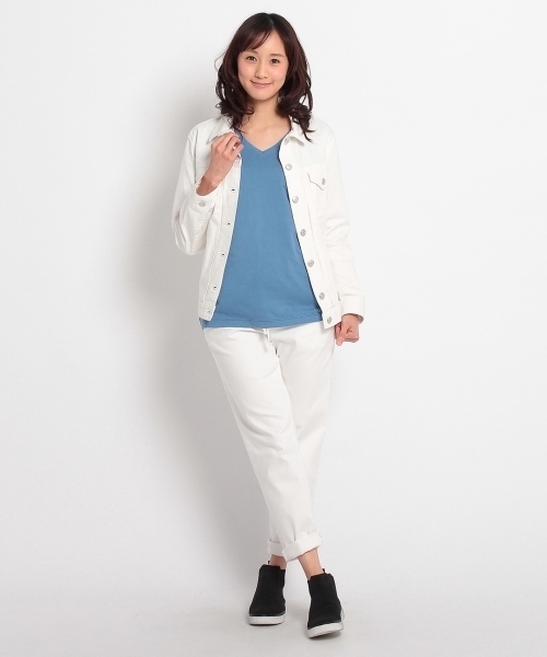 HusHusH（ハッシュアッシュ）の「Vネックコットンプルオーバー（Tシャツ/カットソー・レディース・ブルー/ブルー系1/ホワイト/グリーン・02/03）」の10枚目の写真